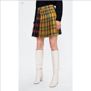 plaid patchwork skirt zara